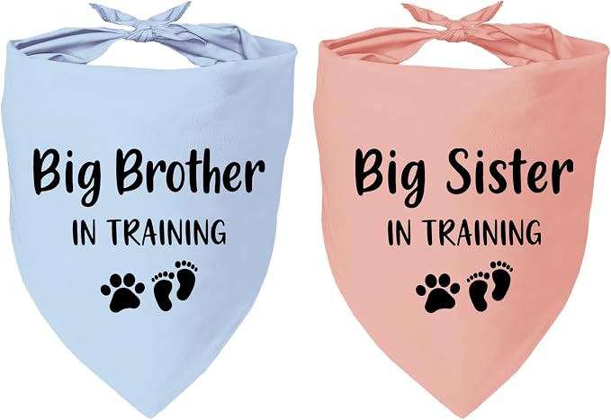 2 Pack Dog Bandana Pregnancy Announcement, Big Brother Sister in Training by YROVWENQ