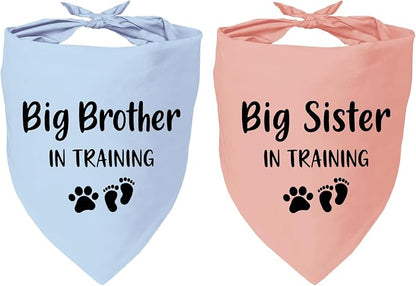 2 Pack Dog Bandana Pregnancy Announcement, Big Brother Sister in Training by YROVWENQ