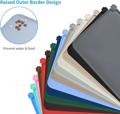 AUDWUD Silicone Waterproof Pet Feeding Mats, Anti Slip Bowl Pad, Dog Mat - Image 3