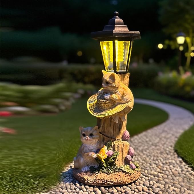 Solar Cat Outdoor Statue, Garden Statue - Image 6