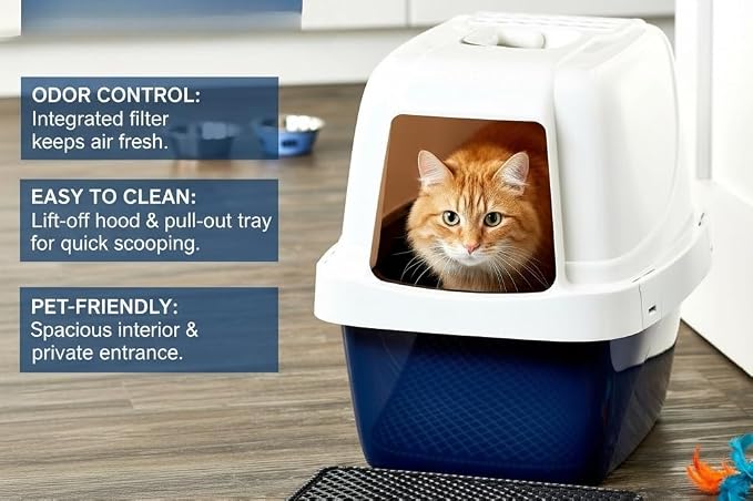 Large sifting Hooded Enclosed cat Litter Box, semi-Closed pet Litter Container - Image 5