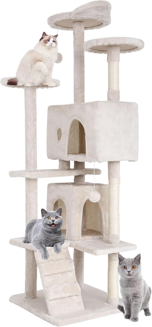 BestPet | 70" Cat Tree Tower | Beige | Sturdy, Hanging Cat Toys, Observation by BestPet