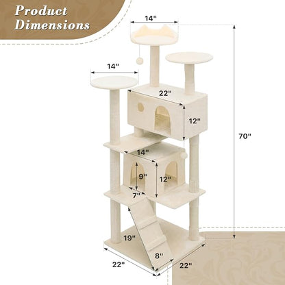 Athena Collection Cat Tree, 70 Inch Cat Tree Tower - Image 2