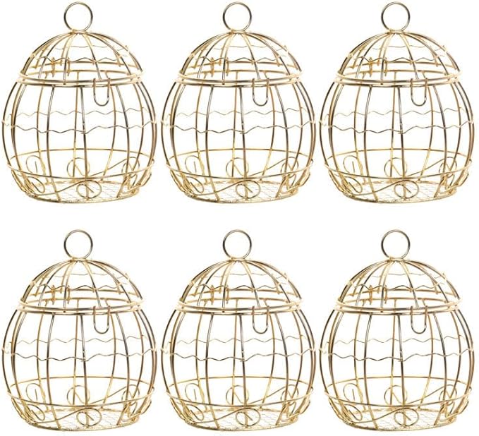 Beaupretty 6pcs Birdcage Shape Tinplate Candy Box Elegant Wedding Favor by Beaupretty