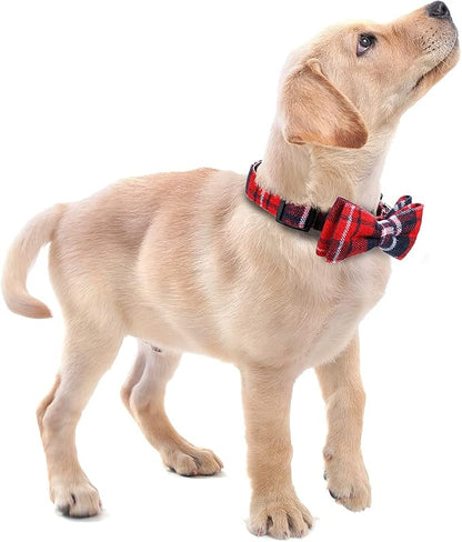 Faleela Soft &Comfy Bowtie Christmas Dog Collar, Detachable and Adjustable Bow - Image 6