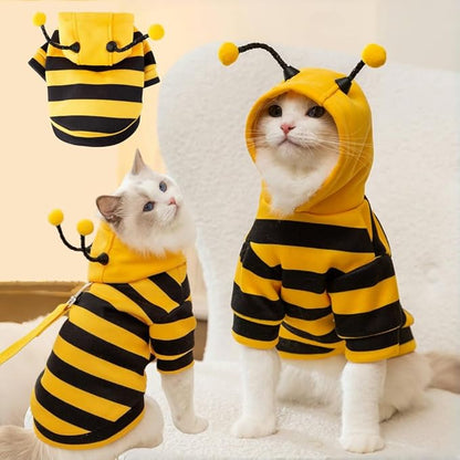 Selena Cat Bee Antennae Costume Hoodies Cute Bee Stripes Dog Kitten Puppy Pet by Unknown