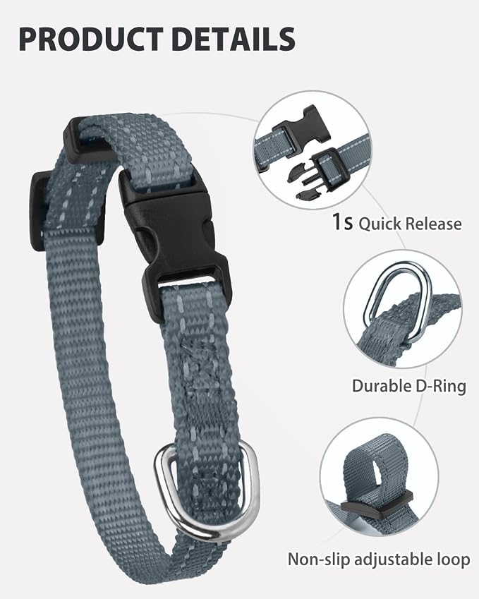 Joytale Small Dog Collar, Reflective and Adjustable Nylon Collar - Image 4