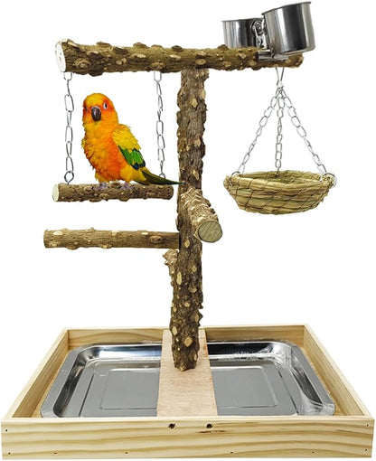 Tfwadmx Bird Perch Natural Wood Stand Toy Parrot Play Stand Platform and - Image 7
