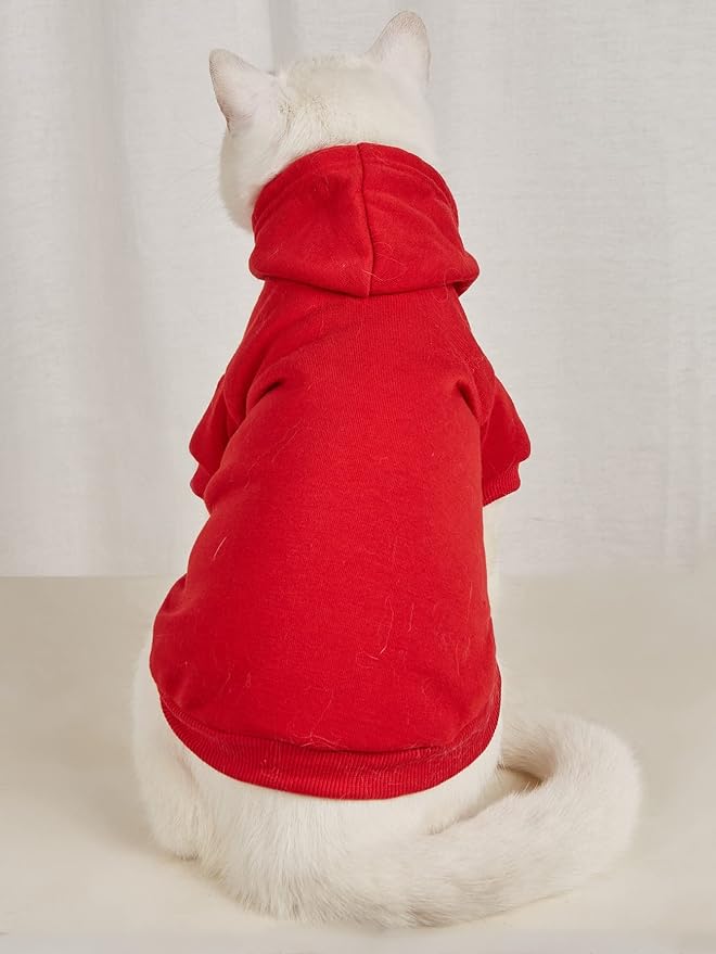 QWINEE Basic Dog Hoodie Sweatshirt Puppy Sweater Warm Cat Costumes Pet Clothes - Image 2