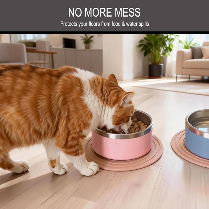 2 Pack Silicone Cat Food Mat Small, Cat Water Bowl Mat - Image 2
