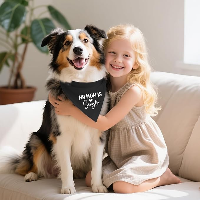 My Mom is Single Funny Dog Bandana, Valentine's Day Dog Bandana, Adjustable Pet - Image 4