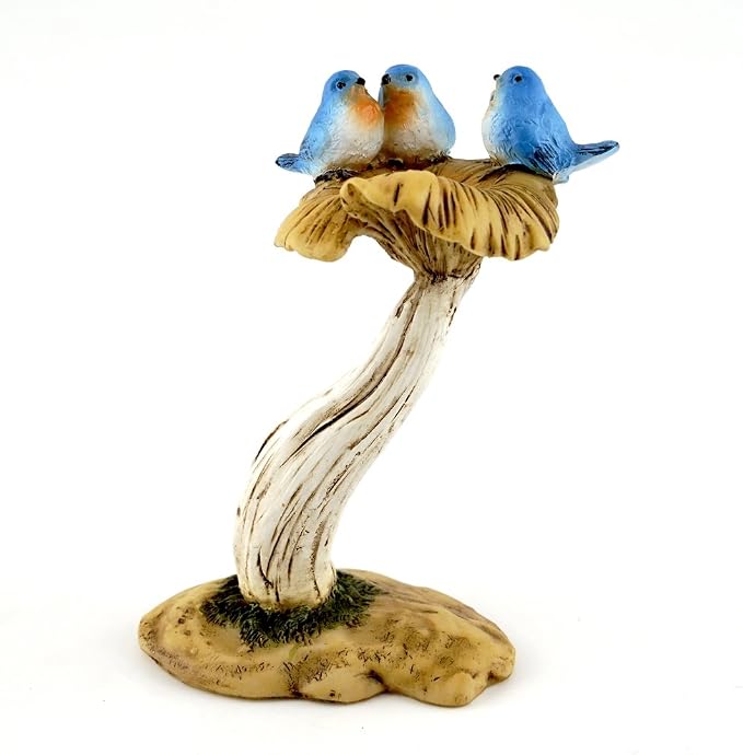 Top Collection 4402 Miniature Fairy Garden & Terrarium 3 Bluebirds on Mushroom by Top+Collection