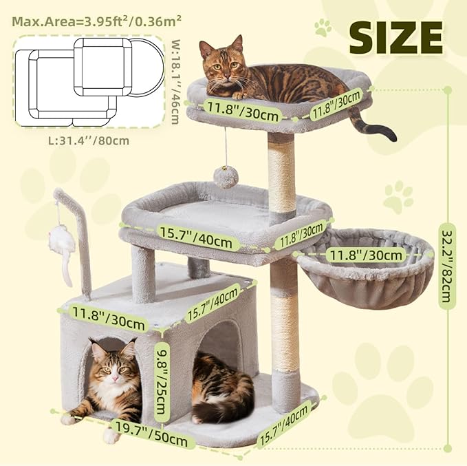 Taoqimiao Cat Tree, 32.2-Inch Cat Tower - Image 5