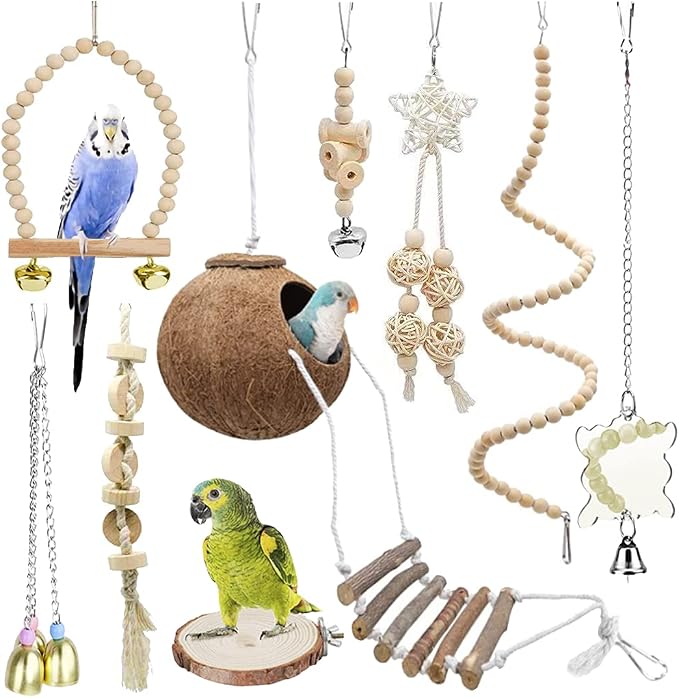 9-Piece Parrots Chewing Toy Set by TOLMIOW