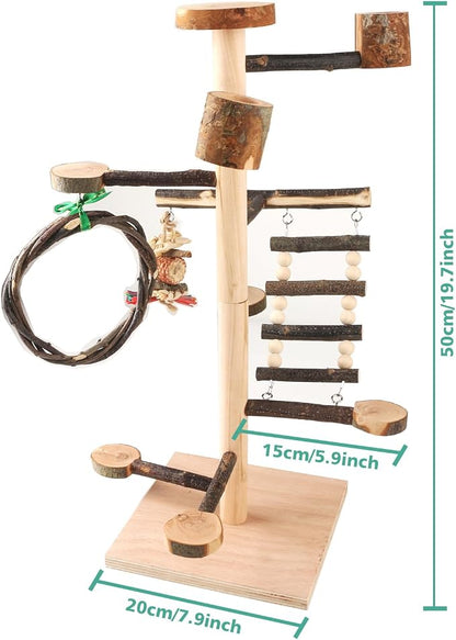 HOSUKKO Bird Playground Parrots Play Stand Wood Perches Stand, Bird Gym Playpen - Image 7