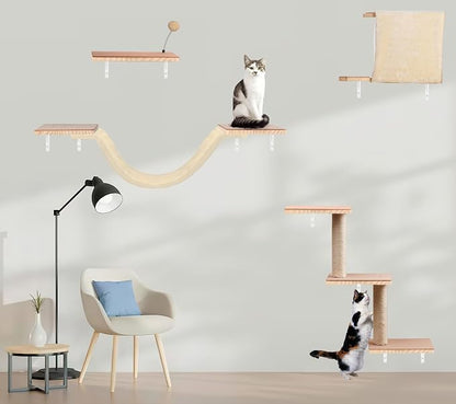Cat Shelves for Wall，Solid Wood Cat Wall Furniture - Image 7