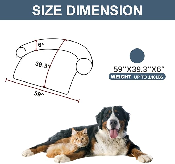 Calming Dogs/Cats Bed Mats, Dog Pad Washable Removable Couch Cover, Plush Long - Image 2