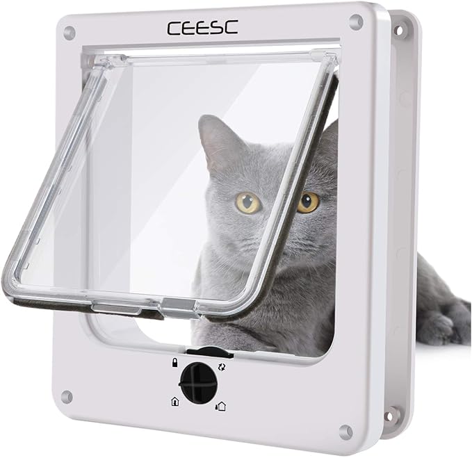 CEESC Medium Cat Door for Interior/Exterior Door, Weatherproof, Rotary 4 Way by CEESC