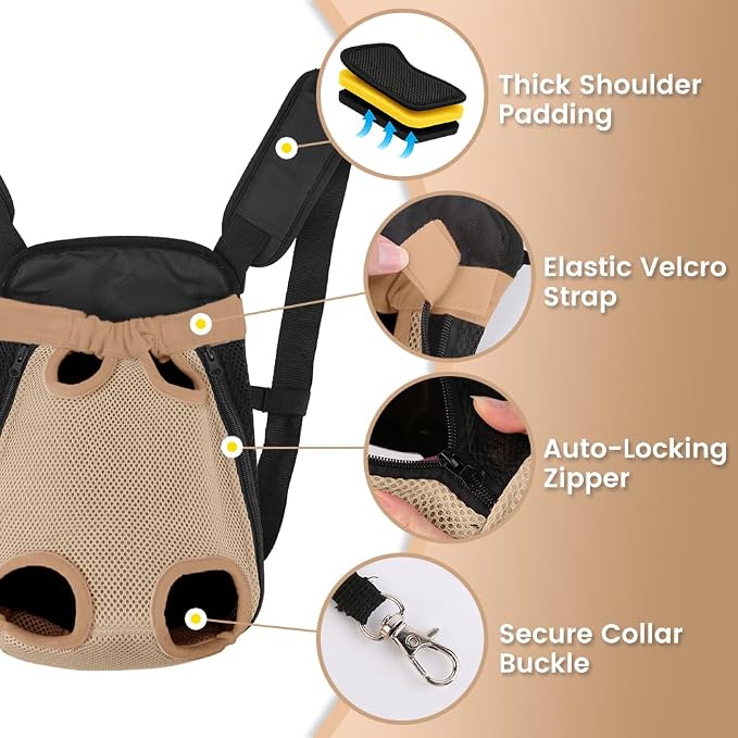 Dog Backpack Carrier, Thick Straps & Cushion, Pet Sling Front Backpacks - Image 5