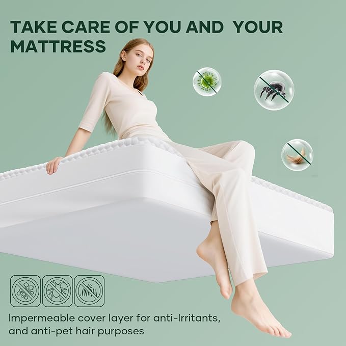 OhGeni 100% Waterproof Zippered Mattress Protector, Queen Size Mattress - Image 3