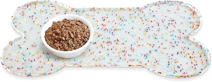 Dog Food Mat Anti-Slip Silicone Dog Bowl Mat Thicker Pet Placemat Waterproof by PWTAA