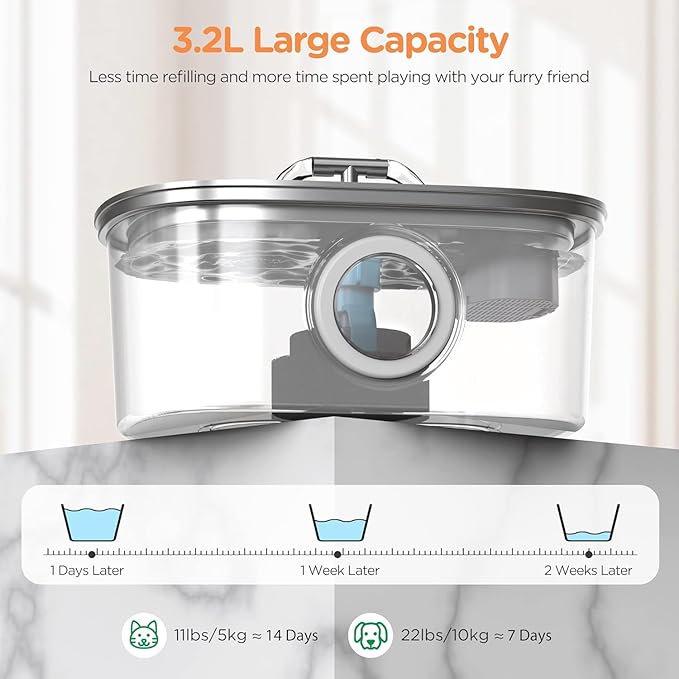 Cat Water Fountain Stainless Steel: 108oz/3.2L Automatic Pet Water Fountain Dog - Image 6