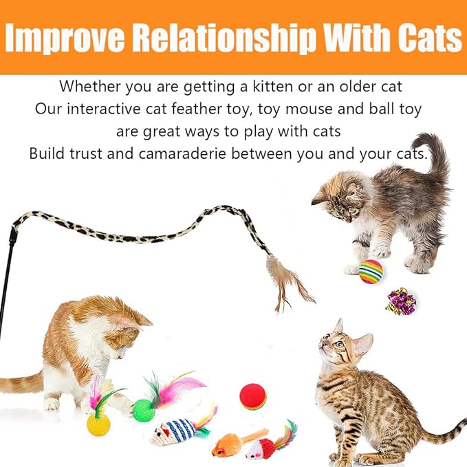 21 Pcs Cat Toys for Indoor Cats Collapsible Cat Tunnel Interactive Feather - Image 4