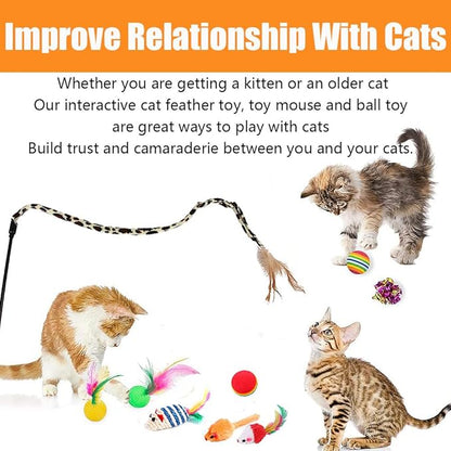 21 Pcs Cat Toys for Indoor Cats Collapsible Cat Tunnel Interactive Feather - Image 4