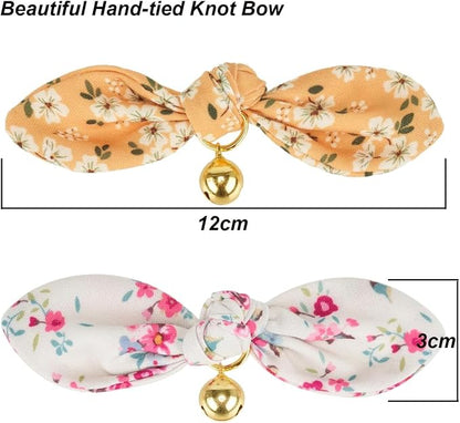 2 Pack Cotton Cat Collar, Removable Bowtie, Floral Pattern, Safety Breakaway - Image 6