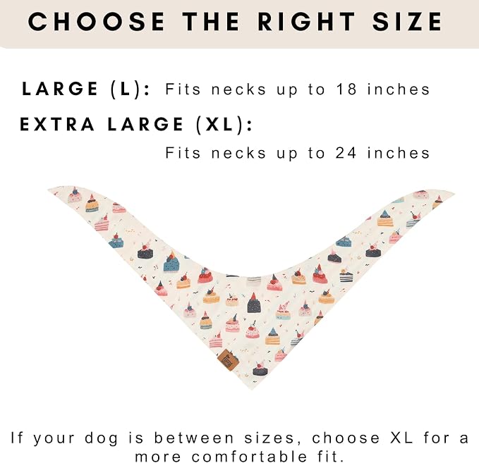 Birthday Dog Bandanas Extra Large, Reversible Colorful Cakes Stripes, Soft - Image 4