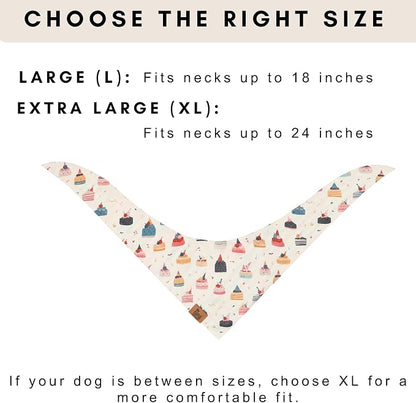 Birthday Dog Bandanas Extra Large, Reversible Colorful Cakes Stripes, Soft - Image 4