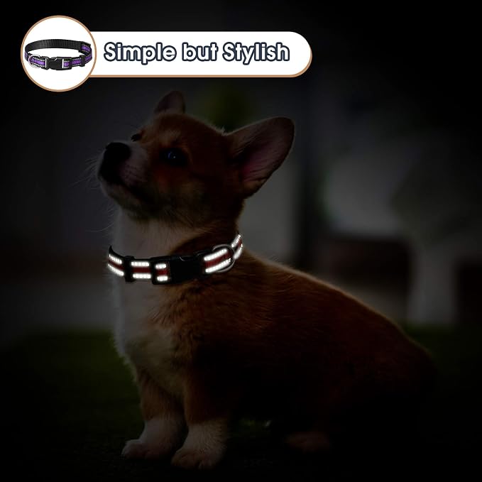 Weewooday 3 Pieces Reflective Dog Collar Nylon Adjustable Quick Release Pet - Image 6