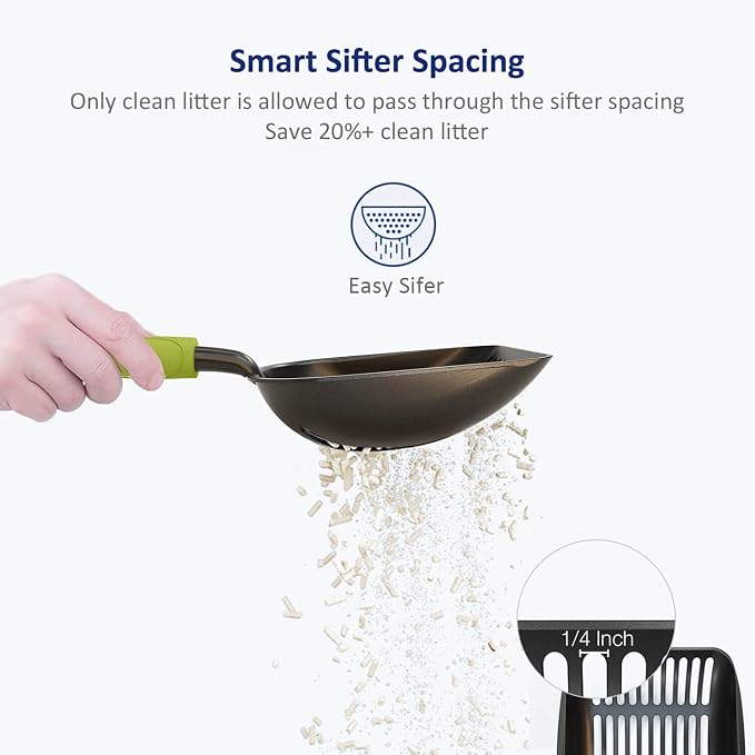 WePet Cat Litter Scoop, Non-Stick Plated Aluminum Alloy Sifter, Kitty Durable - Image 6