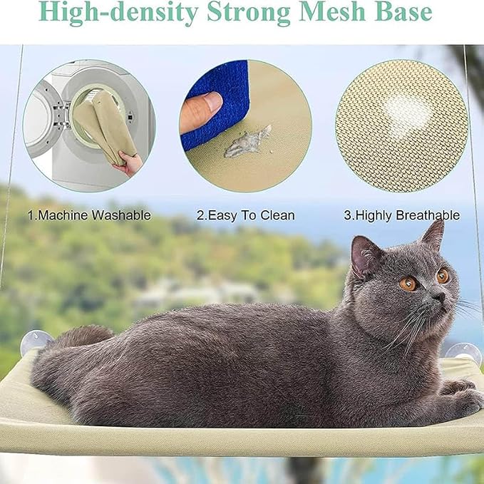Cat Hammock - Window Bed with Suction Cups, Space Saving Indoor Cat Seat - Image 6