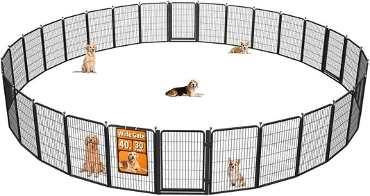 Wide Gate Dog Fence Outdoor Pens Outside, Portable Dog Play Pen 40" H 30 Panels by Unknown
