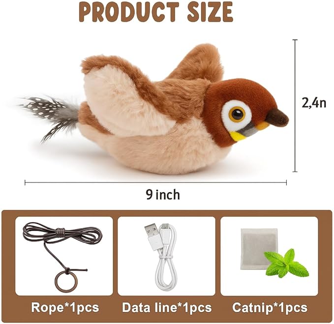 Flappy Flying Bird Cat Toy – Interactive Flapping & Chirping Bird Toy - Image 7