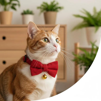 THAIN Cat Collar with Bow Tie and Bell, Breakaway Adjustable Cute Soft Corduroy - Image 5