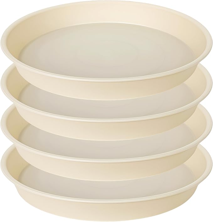4 Pack of 18 19 inch Plant Saucer Drip Tray, Heavy Duty Deep Plant Saucers by Bleuhome