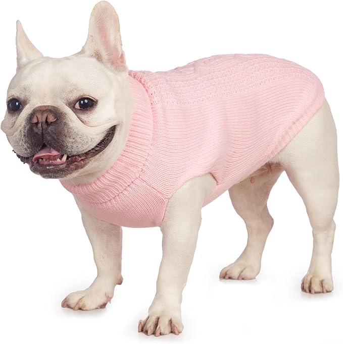 Cat Sweater, Acrylic Turtleneck Sleeveless, Light Pink - Image 6