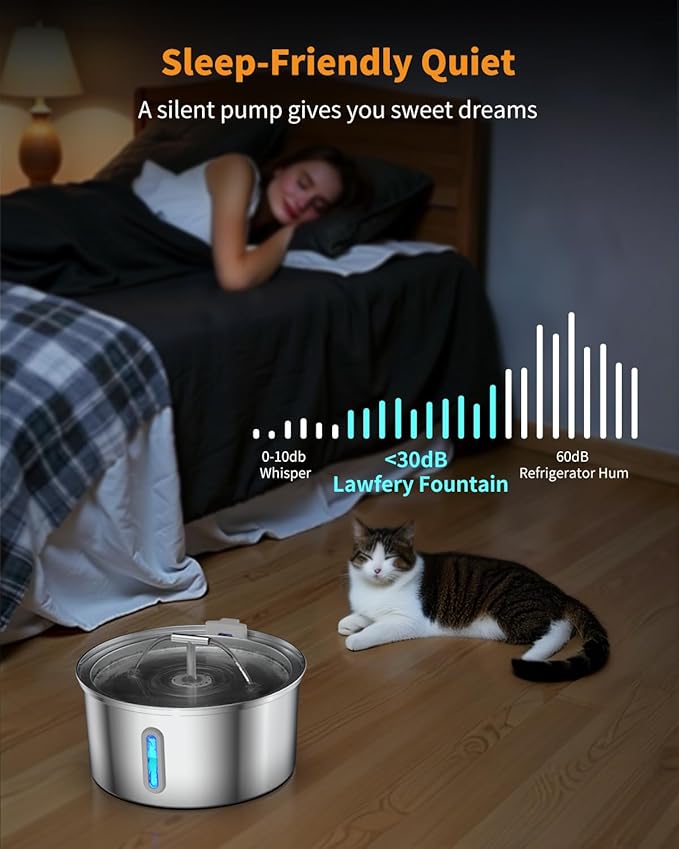 Cat Water Fountain Stainless Steel, 0.8gal/108oz Pet Water Fountain, 3 - Image 6