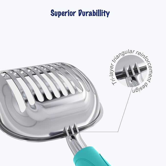 WePet Cat Litter Scoop, Aluminum Alloy Sifter, Kitty Metal Scooper, Deep Shovel - Image 3