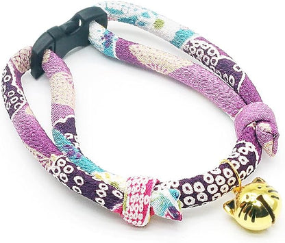 PetSoKoo Cat Collar with Kitty Face Bell. Cute Japan Chirimen Kitten Collar. - Image 2