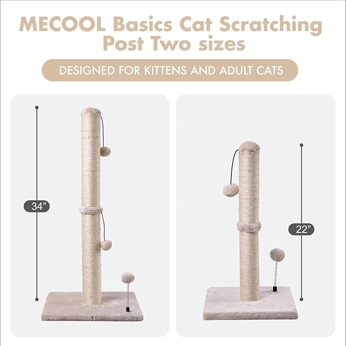 MECOOL Cat Scratching Post Premium Basics Kitten Scratcher Sisal Scratch Posts - Image 6