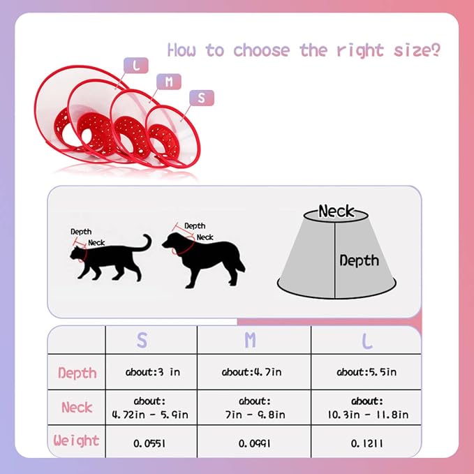 Pet Cone Recovery Dog Cone Adjustable Dog Collar Clear Padded Collar - Image 2