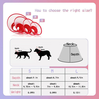 Pet Cone Recovery Dog Cone Adjustable Dog Collar Clear Padded Collar - Image 2