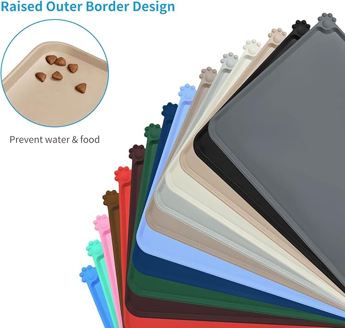 AUDWUD Silicone Waterproof Pet Feeding Mats, Anti Slip Bowl Pad, Dog Mat - Image 3