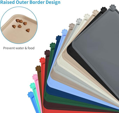 AUDWUD Silicone Waterproof Pet Feeding Mats, Anti Slip Bowl Pad, Dog Mat - Image 3