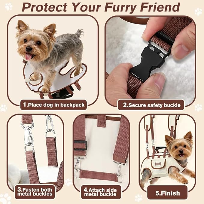 Dog Backpack Carrier for Small Dogs, Dog Lift Harness Adjustable Padded - Image 6
