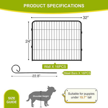 BestPet Dog Playpen 24 Inch 16 Panels Heavy Duty Metal Pet Exercise Pen Indoor - Image 3