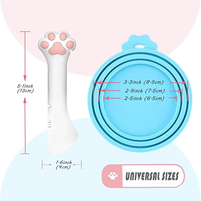 Pet Food Can Spoon & 3 Pcs Can Cover Lids | Cute Paw Shape Opener Spatula Cat - Image 5